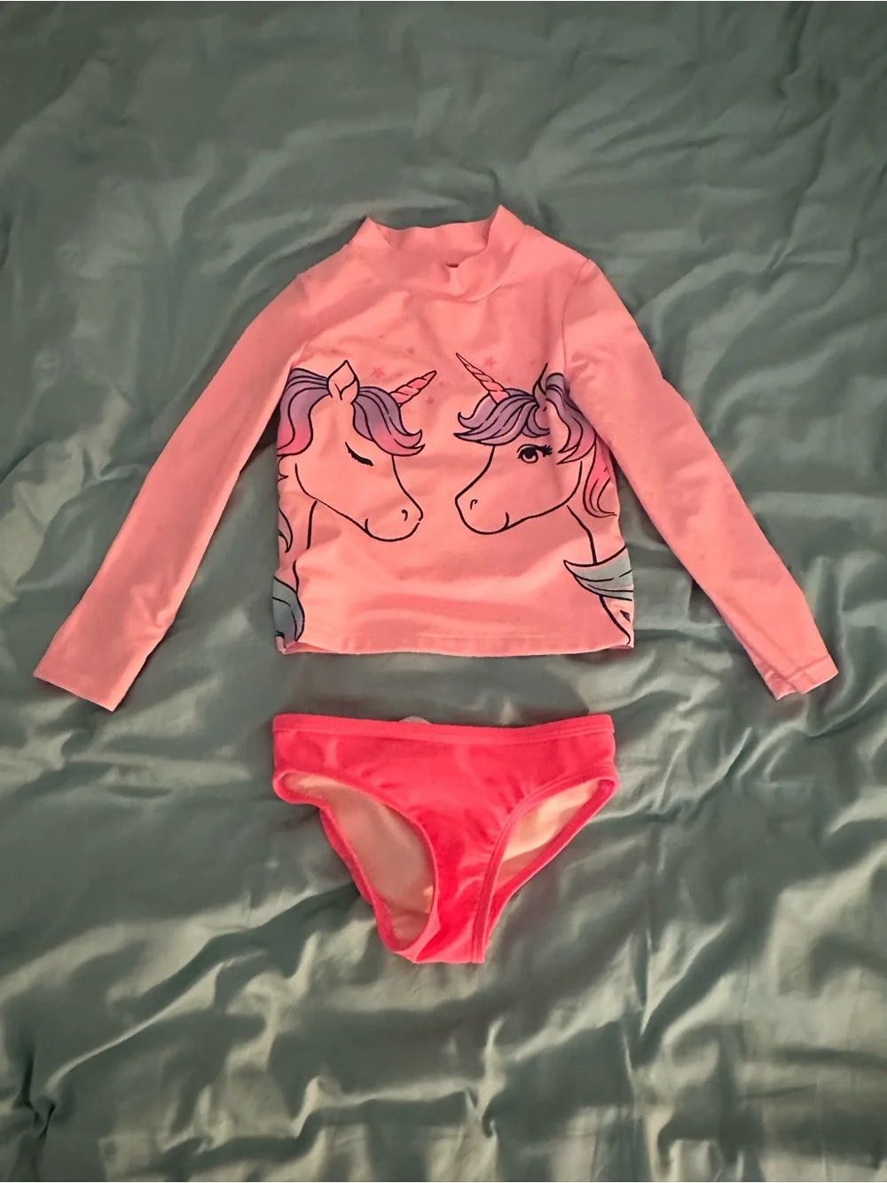Kids Pink Unicorn Long-Sleeve Swim Set - Pink size 4